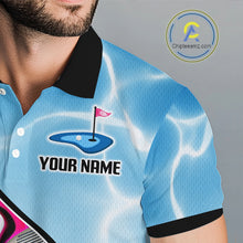Load image into Gallery viewer, Mens Golf Polo Shirt Holographic Marble Golf Pattern For Team, Golf Attire For Men|Blue NBT724