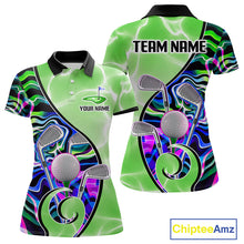 Load image into Gallery viewer, Womens Golf Polo Shirt Holographic Marble Golf Pattern For Team, Golf Attire For Women|Green NBT725