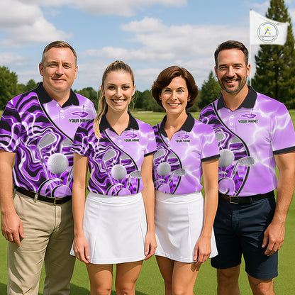 Mens Golf Polo Shirt Holographic Marble Golf Pattern For Team, Golf Attire For Men|Purple NBT727