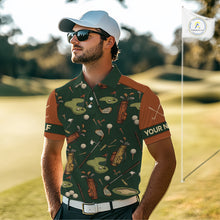 Load image into Gallery viewer, Vintage 1990s Golf Pattern Mens Golf Polo Shirt, Golf Attire For Men, Golfer Gifts|Brown NBT615