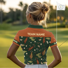 Load image into Gallery viewer, Vintage 1990s Golf Pattern Womens Golf Polo Shirt, Golf Attire For Ladies, Golfer Gifts|Brown NBT615