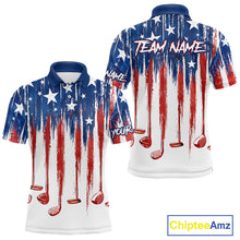 Load image into Gallery viewer, Personalized American Flag Golf White Mens Golf Polo Shirts Custom Name Golf Gifts For Men NBT659