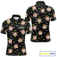 Load image into Gallery viewer, Personalized Face &amp; Name Golf Polo Shirt For Men, Best Dad Golf Shirt, Father's Day Gift Polo|Black NBT662