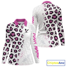Load image into Gallery viewer, White long sleeve shirt with pink and black pattern 