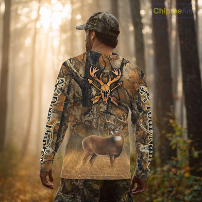 Whitetail Deer 3D All Over Printed Fall Season Camo Custom Name Best Gifts for Hunters NBT69