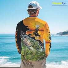 Load image into Gallery viewer, Personalized Fish Reaper Sunset Design Largemouth Bass Fishing Shirts Long Sleeve NBT673