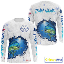 Load image into Gallery viewer, Custom Mahi Mahi Fishing Long Sleeve Tournament Shirts, Mahi Mahi Saltwater Fishing Apparel | White NBT683