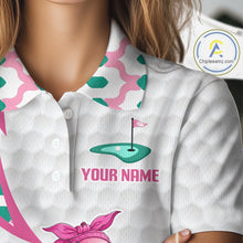 Load image into Gallery viewer, Funny Flamingo Pink Pattern Womens Golf Polo Shirt Golf Outfit Custom Name, Flamingo Golf Shirts NBT779