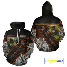 Load image into Gallery viewer, Wild Boar Hunting Black Camo Snow Winter 3D All Over Printed Shirts Custom Name Hunting Gift NHT103