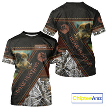 Load image into Gallery viewer, Wild Boar Hunting Black Camo Snow Winter 3D All Over Printed Shirts Custom Name Hunting Gift NHT103