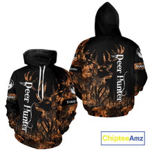 Load image into Gallery viewer, Personalized Deer Hunting Brown Camouflage Pattern with Big Buck Shirt, Big Game Clothes for Deer Hunters NBT75