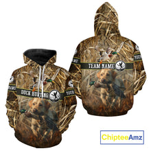 Load image into Gallery viewer, Duck Hunting Camo Shirt with Labrador Retriever – Waterfowl Hunting Clothes, Gifts for Hunters NBT44