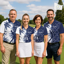 Load image into Gallery viewer, Blue Tropical Palm Trees Golf Club Pattern Mens Golf Polo Shirts Custom Team Golf Shirt NBT567