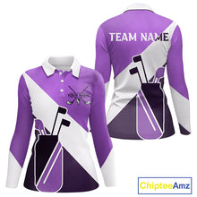 Load image into Gallery viewer, Purple Golf Bag Womens Golf Polo Shirts Custom Golf Shirts, Golf Attire For Ladies NBT577