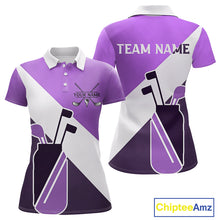 Load image into Gallery viewer, Purple Golf Bag Womens Golf Polo Shirts Custom Golf Shirts, Golf Attire For Ladies NBT577