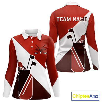 Red Golf Bag Womens Golf Polo Shirts Custom Golf Shirts, Golf Attire For Ladies NBT578