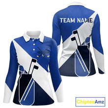 Load image into Gallery viewer, Blue Golf Bag Womens Golf Polo Shirts Custom Golf Shirts, Golf Attire For Ladies NBT579