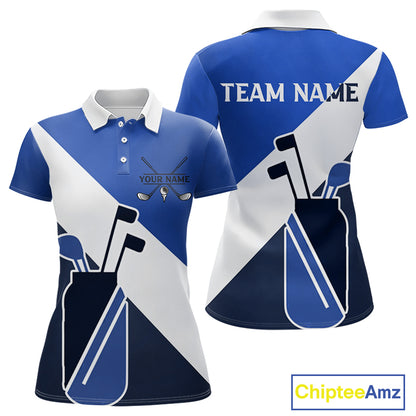 Blue Golf Bag Womens Golf Polo Shirts Custom Golf Shirts, Golf Attire For Ladies NBT579