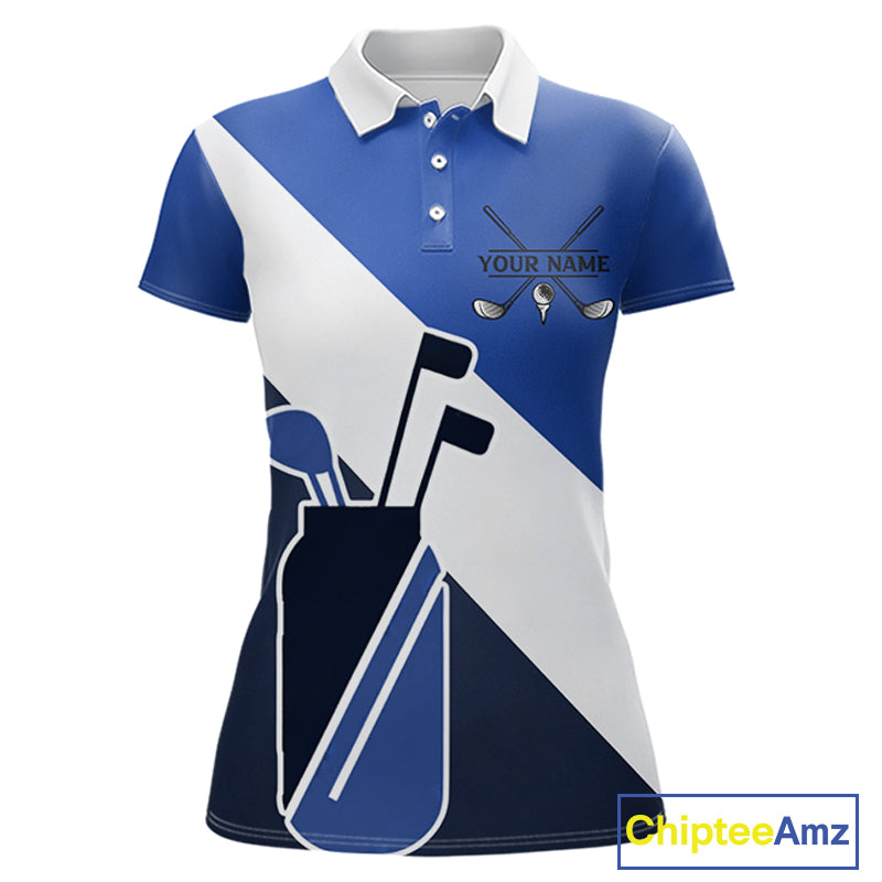 Blue Golf Bag Womens Golf Polo Shirts Custom Golf Shirts, Golf Attire For Ladies NBT579