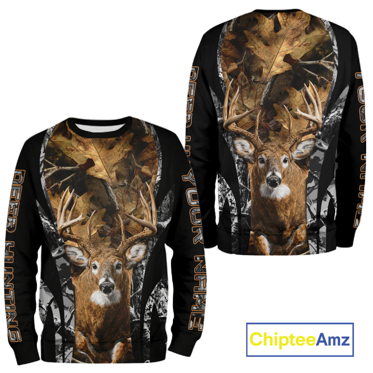 Whitetail Deer 3D All Over Printed Fall Season Camo Hoodie Custom Name Shirt NBT314