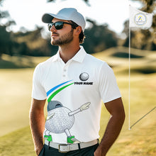 Load image into Gallery viewer, White Funny Golf Ball Custom Team Polo Shirt, Personalized Mens Golf Polo Shirt, Golf Lovers Gift NBT603