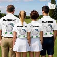 Load image into Gallery viewer, White Funny Golf Ball Custom Team Polo Shirt, Personalized Mens Golf Polo Shirt, Golf Lovers Gift NBT603