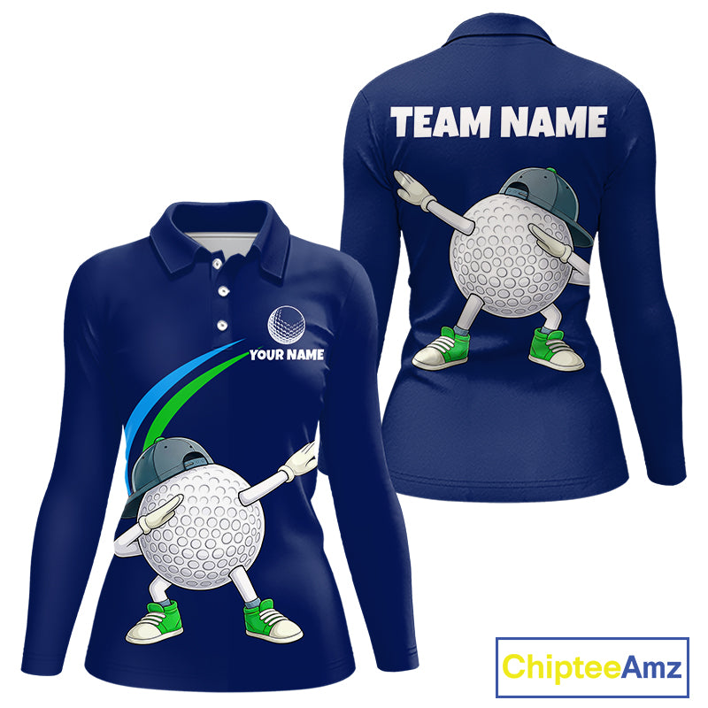 Blue Funny Golf Ball Custom Team Polo Shirt, Personalized Womens Golf Polo Shirt, Golf Lovers Gift NBT604