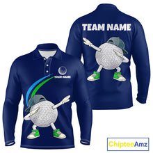 Load image into Gallery viewer, Blue Funny Golf Ball Custom Team Polo Shirt, Personalized Mens Golf Polo Shirt, Golf Lovers Gift NBT604