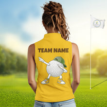 Load image into Gallery viewer, Yellow Funny Golf Ball Custom Team Polo Shirt, Personalized Womens Sleeveless Golf Polo Shirt, Golf Lovers Gift NBT606