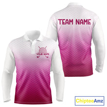 Load image into Gallery viewer, Pink White Mens Polo Golf  Shirts Custom Name Golf Shirt For Men, Golf Team Clothes NBT505