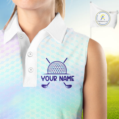 Hologram Womens Sleeveless Polo Golf Shirts Custom Name Golf Shirt For Women, Golf Team Clothes NBT506