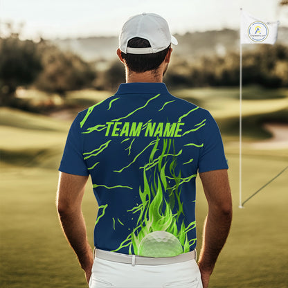 Golf Balls Green Flame Pattern Womens Golf Polo Shirts Matching Golf Outfits For Men NBT749