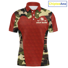 Load image into Gallery viewer, Red Camo Mens Golf Polo Shirts Custom Golf Outfit For Mens, Team Golf Shirts NBT633