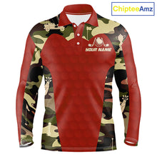 Load image into Gallery viewer, Red Camo Mens Golf Polo Shirts Custom Golf Outfit For Mens, Team Golf Shirts NBT633
