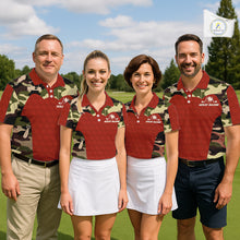 Load image into Gallery viewer, Red Camo Mens Golf Polo Shirts Custom Golf Outfit For Mens, Team Golf Shirts NBT633