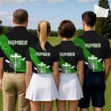 Load image into Gallery viewer, Green Womens Disc Golf Polo Shirts Custom Thunder Lightning Team Disc Golf Jerseys, Disc Golf Gifts NBT651
