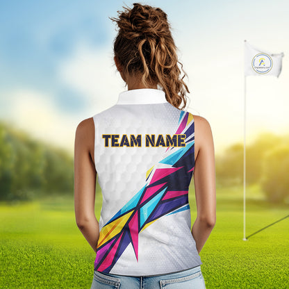 Womens Sleeveless Golf Polo Shirts Custom Name Golf Shirts For Women, White Golf Shirts, Gift For Golf Lovers NBT549