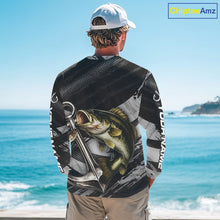 Load image into Gallery viewer, Personalized Bass Fishing Long Sleeve Anchor Vector Custom Name Black Camo, Bass Fishing Shirts NBT472