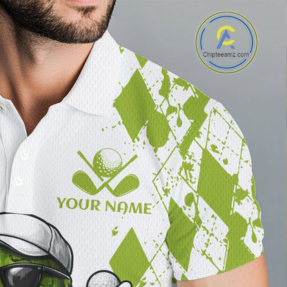 Funny Pickles Mens Golf Polo Shirt, Matching Golf Polo, Argyle Pattern Golf Shirts For Mens NBT611