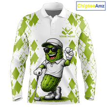 Load image into Gallery viewer, Funny Pickles Mens Golf Polo Shirt, Matching Golf Polo, Argyle Pattern Golf Shirts For Mens NBT611