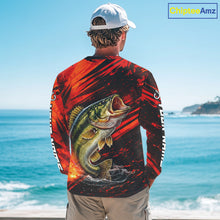 Load image into Gallery viewer, Personalized Fishing Bass Long Sleeve Fishing Shirts Orange Custom Nam, Fishing Shirts For Men NBT382