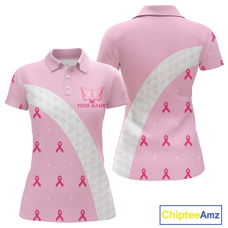 Golf Against Cancer Pink Golf Icon Men's Polo Shirt, Breast Cancer Awareness Womens Golf  Shirt, Golf Gifts NBT530