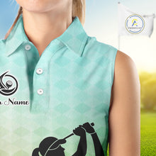 Load image into Gallery viewer, Womens Sleeveless Golf Polo Shirt Colorful Argyle Pattern Custom Name And Team Name Golf Shirt, Golfing Gifts NBT559