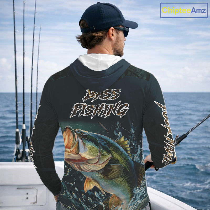 Largemouth Bass Fishing Hood Grass Camo, Bass Fishing Tournament Jerseys NBT362