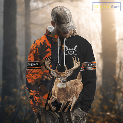 Orange Forest Camo Deer Hunting Shirts, Deer Hunting With Full All Over 3D For Deer Hunters NBT274