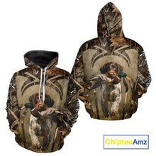 Load image into Gallery viewer, Mallard Duck Hunting German Wirehaired Pointer Dog Camouflage Shirts for Hunters NBT211