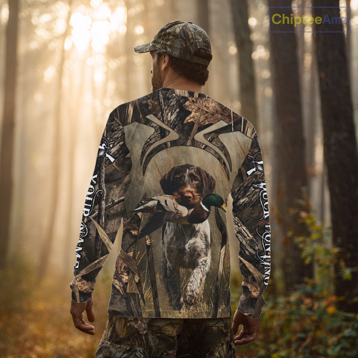 Mallard Duck Hunting German Wirehaired Pointer Dog Camouflage Shirts for Hunters NBT211
