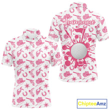 Load image into Gallery viewer, Pink Western Cowgirl Mens Golf Polo Shirts, Cute Cowgirl Golf Shirts, Funny Country Style Shirt NBT476