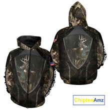 Load image into Gallery viewer, Whitetail Deer Hunting Camo US Flag 3D All Over Printed Shirts, Best Deer Hunting Gifts for Men NBT222