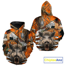 Load image into Gallery viewer, Wild Hog Hunting Orange Camouflage Custom Name Shirts, Personalized Boar Hunting Shirts NBT133